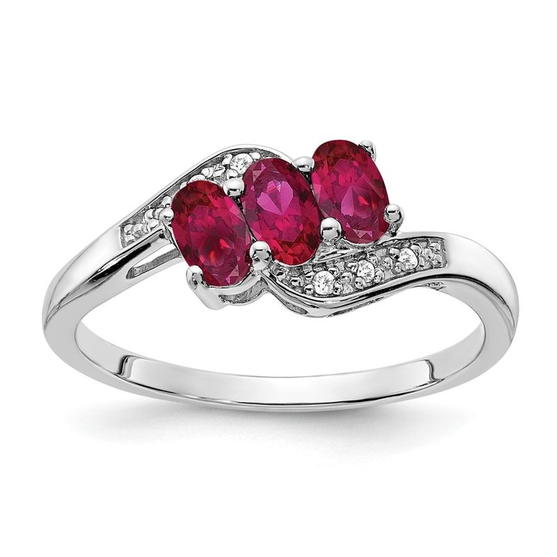 Kazi Luxury Sterling Silver Rhodium-Plated Created Ruby And Diamond Ring 82$